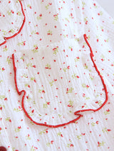 Small Red Floral Ruffled Collar Pajama Set