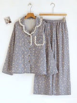 Vintage Floral Lace Trim Pajama Set