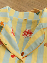 Kafiloe Striped Teddy Bears Long Sleeve Pajamas