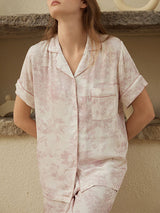 Lapel Cotton Printed Pajama Set