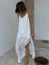 Open Back Slip White Dress