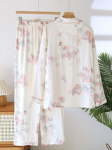 Floral Butterfly Long Sleeve Cotton Pajama Set