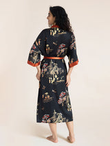 Kafiloe Floral Printed Long Kimono Robe