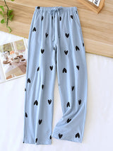 Black Heart Cotton Pajama Pants