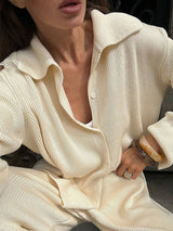 Knitted Solid Color Two Pieces Set