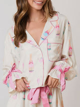 Kafiloe Pink Champagne Christmas Pajama Set