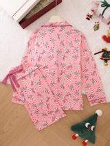 Christmas Candy Cane Print Knotted Pajama Set