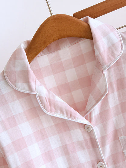 Cotton Plaid Long Sleeve Pajama Set
