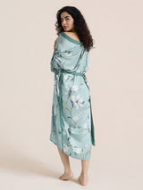 Kafiloe Floral Printed Long Kimono Robe