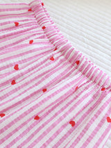 Stripe Heart Print Cotton Pajama Set