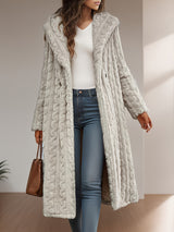 Solid Color Jacquard Long Coat