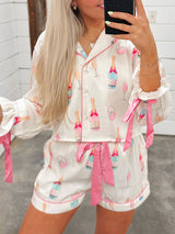 Kafiloe Pink Champagne Christmas Pajama Set