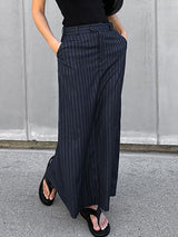 Stripe Split High Waist Maxi Skirt