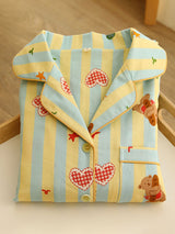 Kafiloe Striped Teddy Bears Long Sleeve Pajamas