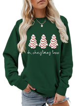 Christmas Tree Print Crew Neck Hoodies