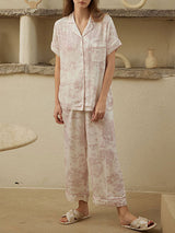 Lapel Cotton Printed Pajama Set