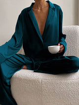 Oversized Solid Satin Loungewear Set