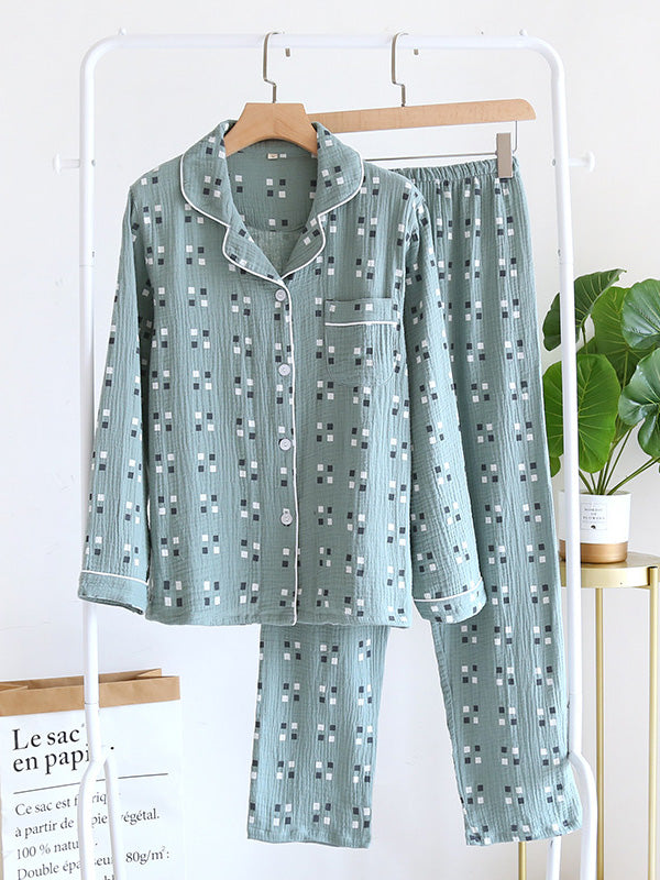 Square Point Couple Shirt Pajama Set