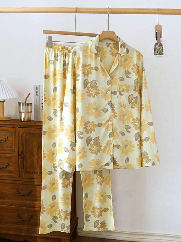 Satin Flower Print Pajama Set