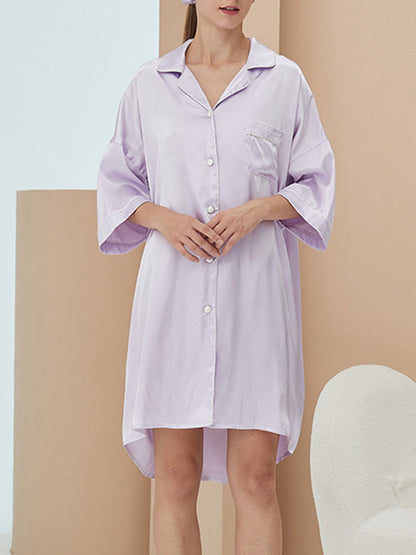 Satin Shirt Midi Nightgown