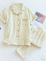 Cotton Floral Short Sleeve Pajama Set