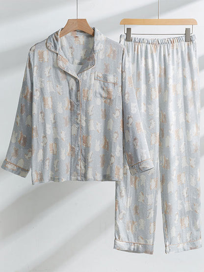 Cotton 2Pcs Corgi Shirt Pajama Set