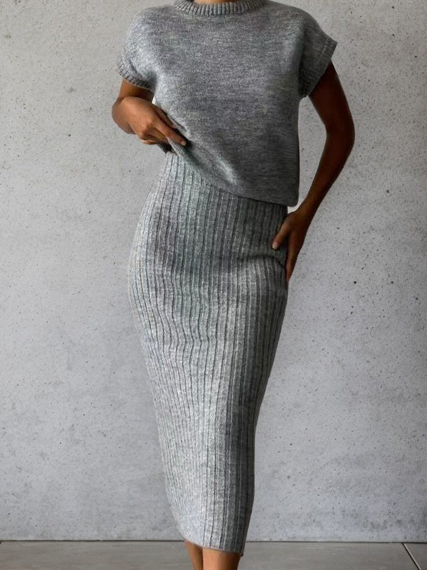 Sleeveless Tops Maxi Skirt Knit Set