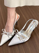 Satin Butterfly Knot Thin Heels Sandals