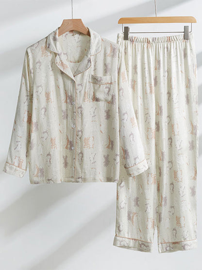 Cotton 2Pcs Corgi Shirt Pajama Set