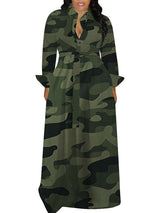 Camouflage Button Down Maxi Dress