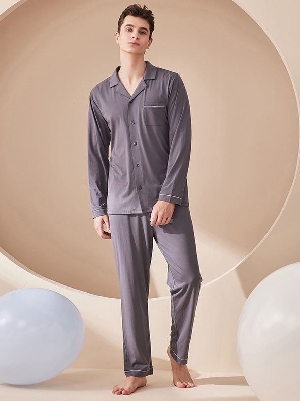 Modal Morandi Color Couple Pajama Set