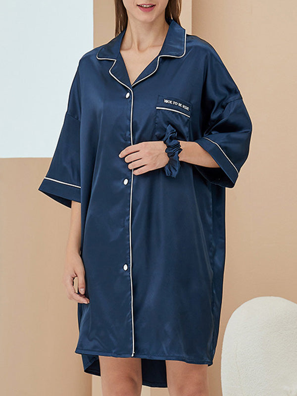 Satin Shirt Midi Nightgown