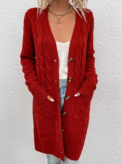 Button Down Cable Knited Cardigan