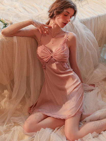 Satin Lace Crisscross Camisole Nightgown