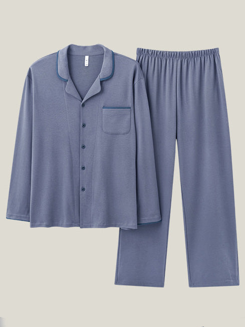 Cotton Long Sleeve Shirt Couple Pajama Set