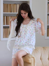 Padded Floral Short Sleeve Pajama Set