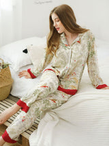 Kafiloe Green Meadow Print Pajama Set