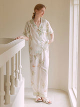 Kafiloe Elegant Floral Print Cotton Pajama Set