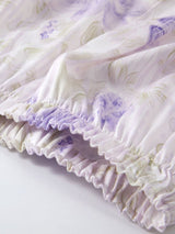 Kafiloe Purple Floral Short Sleeve Pajama Set