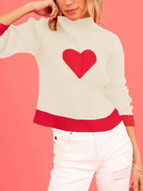 Long Sleeve Love Turtleneck Knit Sweater