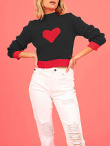 Long Sleeve Love Turtleneck Knit Sweater