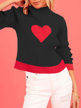 Long Sleeve Love Turtleneck Knit Sweater