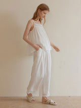 Kafiloe Lace Trim Camisole Pajama Set