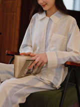 Stripe Long Sleeve Cotton Lounge Set