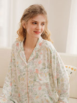 Kafiloe Floral Cotton Long Sleeve Pajamas Set