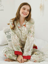 Kafiloe Green Meadow Print Pajama Set