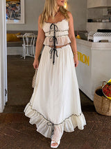 Ruched Crop Top &  Maxi Skirt Two Piece Set