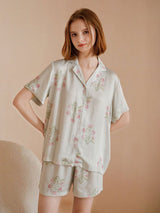 Kafiloe Green Hydrangea Print Pajama Set