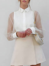 Sheer Puff Long Sleeve White Shirt