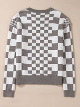 Checkered Drop Shoulder Sweater